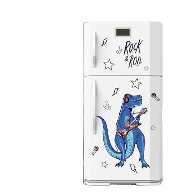 China Waterproof+Eco-friendly Rock Roll Dinosaur Wall Stickers For Home Wallpaper Viny Art Kids Room Cartoon Animals Decor Door Fridge Creative PVC Decoration for sale