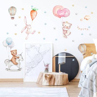 China Hot Waterproof+Eco-friendly Style High Quality Nordic Self-adhesive Cartoon Air Balloon Wall Sticker For Kids Room Bedroom Decoration Home Wall Decal for sale