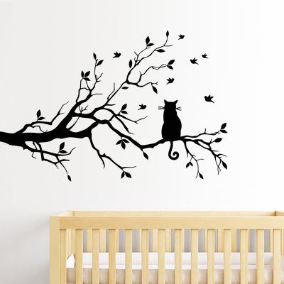 China Waterproof+Eco-friendly Cat Tree Branch Wall Decal for Office Living Room Bedroom Background Wall Decorative Sticker for sale