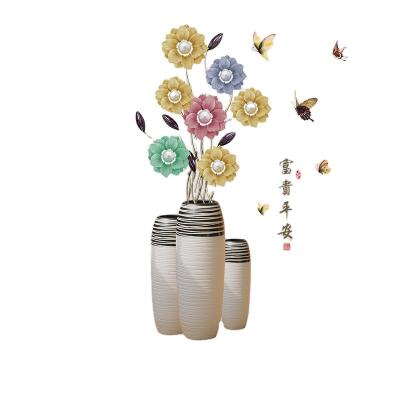 China Waterproof+Eco-friendly Vase Flower Wall Art Butterfly Flowers Home Decor Sticker for Living Room Bedroom Wall Decals for sale