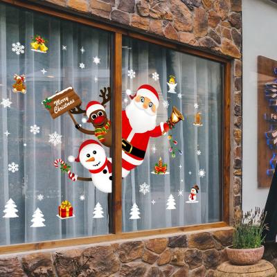 China Large Size Waterproof+Eco-friendly Merry Christmas Wall Sticker Shape Santa Claus Window Room Decoration New Year Home Decor Removable for sale