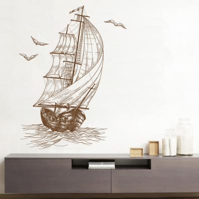 China Waterproof+Eco-friendly Sailboat Wall Sticker Sketch Home Decoration For Single Door/Adhesive Wall Living Room Bedroom Vinyl Decals PVC Wall Decals for sale