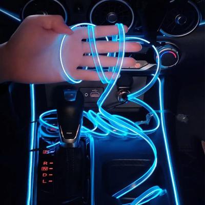 China Auto Interior Ambient Lighting Car LED Strip Light Kit Decorative Atmosphere 5M EL Car Lamp Line Styling Cold Light for sale