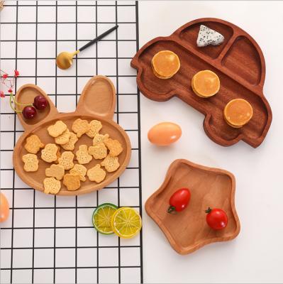 China Western Custom Wooden Children's Dish Cartoon Image Animal Tray Wooden Children's Snack Dish for sale