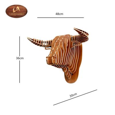 China Europe Bull Cow Head Wooden Animal Head for Desktop Decoration for sale