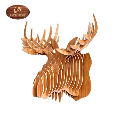 China Europe Laser Cut DIY 3D Main Assembly Puzzle Wooden Animal Art Model Kit Toy Home Decoration for sale