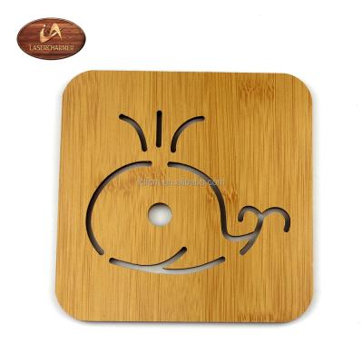 China Sustainable Cute Whale Pattern Design Wooden Mug Mat Beer/Wooden Coffee/Tea Coasters For Home/Office/Restaurant for sale