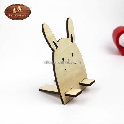 China Wooden Cute Cartoon Phone Holder Animal Rabbit/Bear/Cat,Iphne Stand For Desktop for sale