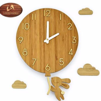 China Europe New Products Christmas Decor Craft Wooden Rabbit Clock for sale