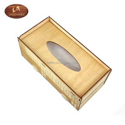 China Europe China Supplier Home Bus Table Shape Decorative Napkin Holder Wooden Tissue Box for sale