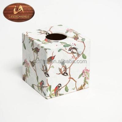 China Eco-friendly Home Wood Craft Spirits Art Decoration Square Shape Design Cloth Boxes Wooden Box Crafts Napkin Holder for sale