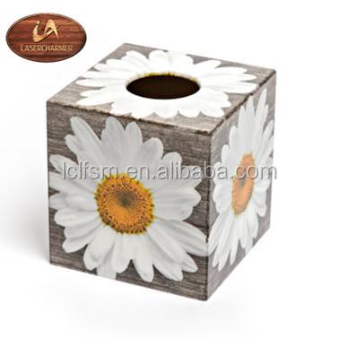 China Beauty Daisy Wood Tissue Box, wooden handmade from Europe in China perfect in homes hotels /offices decoration, funny gift for sale