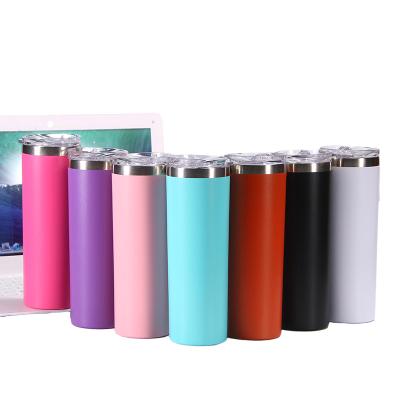 China 20oz Tumbler Multi Colors Straight Stainless Steel Sustainable Insualted Lean Tumbler With Lid And Straw for sale