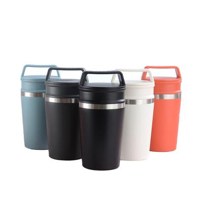 China Wholesale Sustainable Portable Coffee Tumbler Stainless Steel Insulated Coffee Mug Travel Mug 300ml With Double Lids for sale