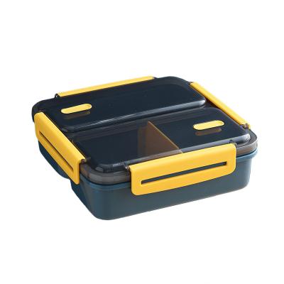 China 1100ml 4 Side Food Grade Plastic Sustainable PP Lunch Box Airtight Lunch Box 3 Locked Compartments for sale