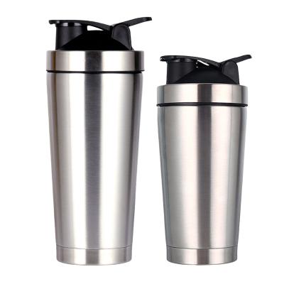 China Eco Friendly Sustainable Logo 500ml 750ml 18/8 Stainless Steel Custom Vacuum Insulated Protein Shaker Bottle Sports Shaker Gym Bottle for sale