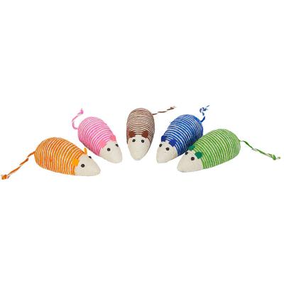 China New Sustainable Cat Toy Sisal Mouse Interacts With Colorful Feather Cat Paws And Pets Play Toy Cat And Kitten Training for sale