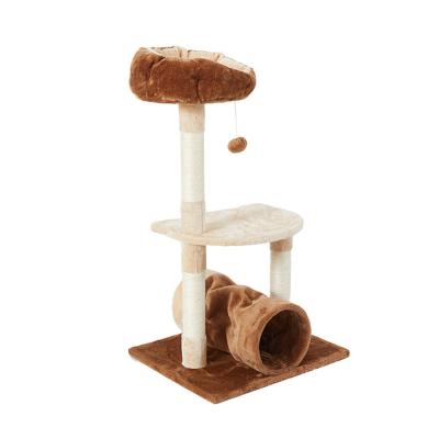 China The viable cat house is durable and scratch resistant to meet the cat climbing natural plush cat climbing tower for sale