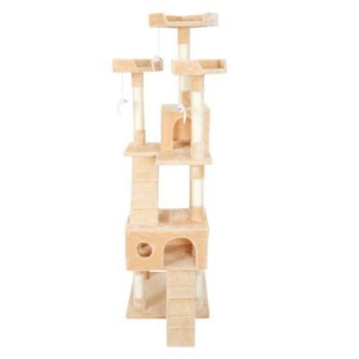 China Sustainable Wicker Climbing Gyms Plush Cat Tree Furniture For Big Cats Play for sale