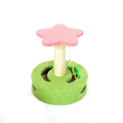 China Small Cute Viable Interactive Pet Toy Cat Climbing Frame Kitten Cat Play Flower Tree Tower With Scratcher for sale