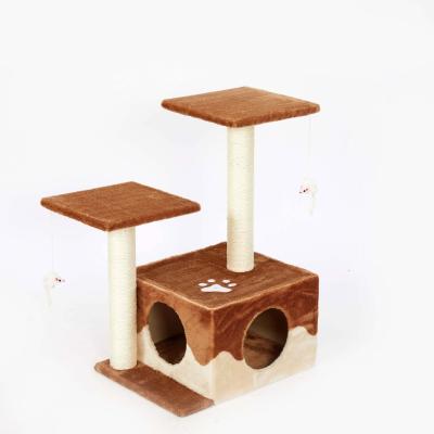 China Sustainable Modern Luxurious Cat Tree Cat Scratcher Tower Housing With A Cat's Nest for sale