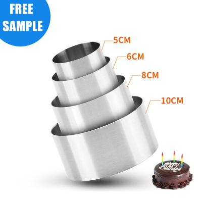 China Stock Stainless Steel Ready Viable 5 6 8 10CM Cake Decorating Mold Round Mousse Ring For Baking Pastry Tools for sale