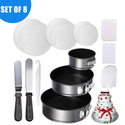 China LOW MOQ Bakeware Sustainable Cake Tools Round Shape Carbon Steel Cheesecake Pan Springform Pan Set For Baking Pastry for sale