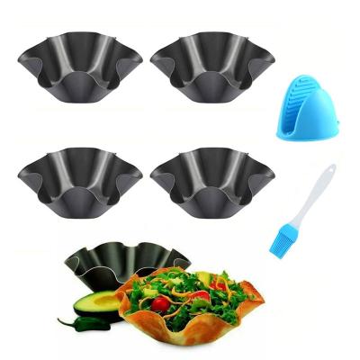 China LOW MOQ Tortilla Pan Carbon Steel Non-Stick Taco Salad Bowl Viable Cake Shell Maker Mold Kitchen Baking Tool for sale