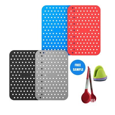 China Viable Ready Stock BPA Free Silicone Air Fryer Reusable Liners Non Pad Stick Baking Mat Non Slip Fryer Oven Accessories for sale