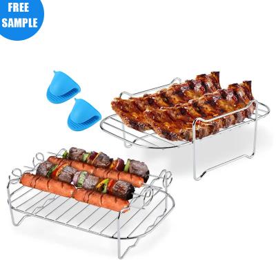 China Hotel Maker Air Fryer Rack Set Stainless Steel Barbecue Kebab Racks Electric Fryer Accessories for sale