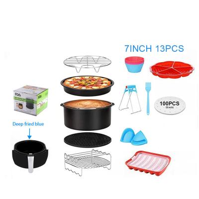 China Hotel 7 Inch Set 7 Inch Round Air Fryer Accessories Harden Barrel Grill Pizza Bread Pan Kitchen Cooking Tool for sale