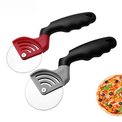 China Custom Stocked Logo Multi Stainless Steel Blade Pizza Cutter Sharp Wheel with Plastic Handle for Pastry Bread Pizza Tool for sale