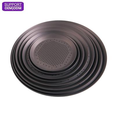 China 6.5-16 inch aluminum alloy pizza tray viable ready stock pizza pan with hole for restaurant kitchen home air fryer for sale