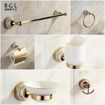 China Sustainable Bathroom Accessories Set 11800 Ceramic Gold 6pcs Bathroom Accessories Set for sale