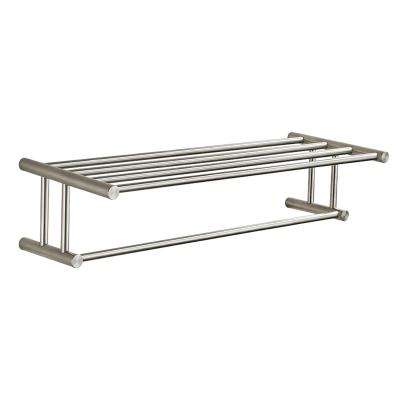 China Fashion Bathroom Brushed Nickel 304 Stainless Steel Wall Mounted Towel Shelf for sale