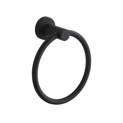 China Modern Black Wall Mounted Bathroom Accessories Shiny 304 Stainless Steel Towel Ring for sale