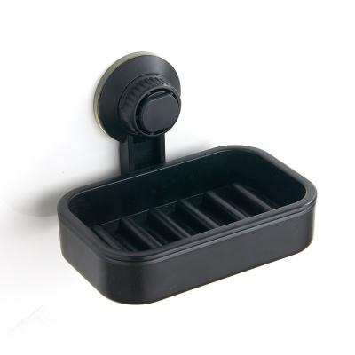 China Modern No Suction Cups Square Design Tray Wall Mounted Soap Dish Black Bathroom Soap Holders Porte Savon Jabonera for sale