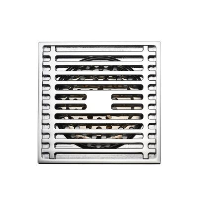 China RUSTPROOF Modern Brass Bathroom Drainer Square Shower Floor Drain With Removable Grate Strainer for sale