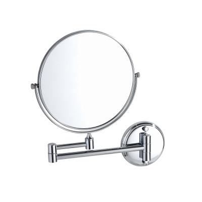 China Modern Brass Wall Mounted 360 Degree Rotating Extendable Round Bathroom Makeup Cosmetic Mirror for sale