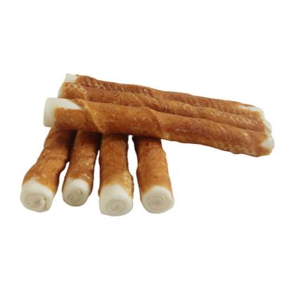 China Stocked Top Selling Tornado Chicken Wrap Rawhide Twist Pet Treats For Dog for sale