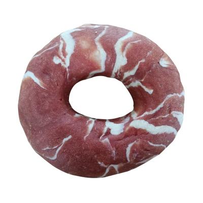 China Sustainable High Quality Pet Treats Dog Treats Rawhide Snow Beef Marbled Beef Chewing Ring Donuts for sale