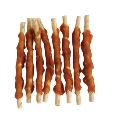 China Viable Natural OEM Factory Wholesale Chicken Treat Range Cowhide Stick Dog Snacks Dog Training Dog Treats for sale