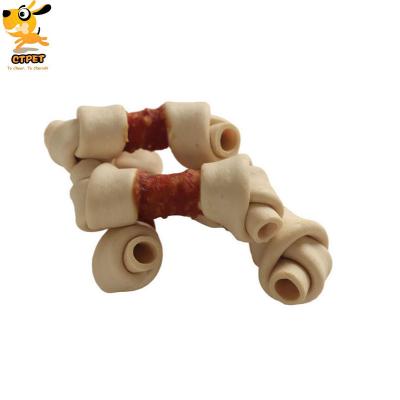 China Good Quality Sustainable Wholesale Customized Duck Wrapped Knotted Bone Dog Snacks Dental Care Snacks for sale