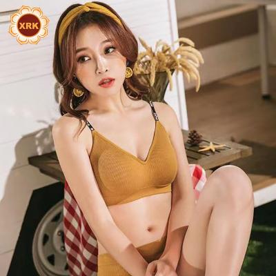 China Wholesale Breathable Soft Cup Women Fitness Zipper Underwear Yoga Cotton Sports Bra Set for sale