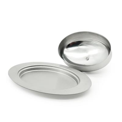 China Sustainable Hot Sale Top Quality Silver Luxury Butter Dish Stainless Steel With Lid for sale