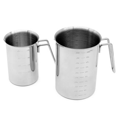 China Sustainable Coffee And Milk Equipment 304 Stainless Steel Coffee Milk Frothing Pitcher Milk Jug With Measuring Scale for sale