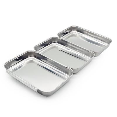 China Durable Stainless Steel Interlocking Premium Pans For Preparing Bread Liner Trays For Breading 3 Piece Set for sale