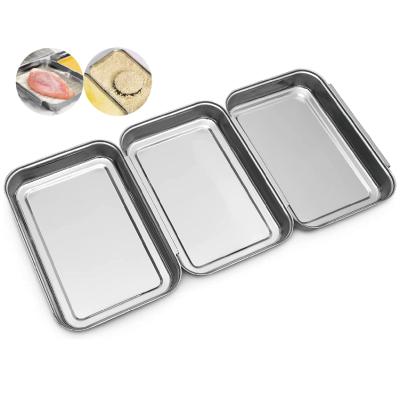 China 3 Pieces Stainless Steel Viable Large Size Breading Trays Set French Bread Baton Molds For Toasting for sale