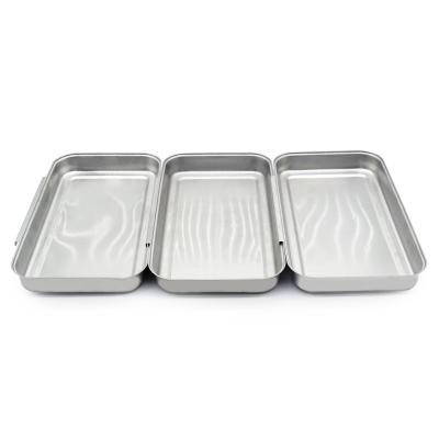 China Viable Stainless Steel Breading Set For Marinating Meat Chicken Fish Food Prep Trays Liner Set Of 3 Bread Boxes for sale