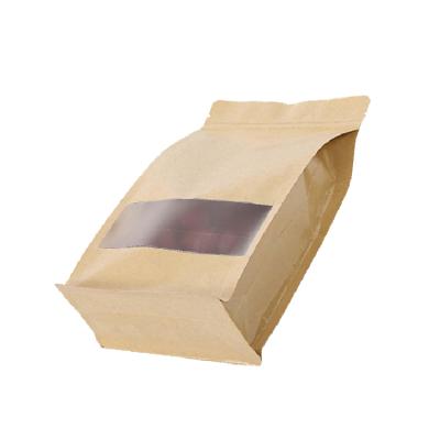 China Customized Moisture Proof Pouch Stand Up Paper Eight Side Sealing Resealable Bag Flat Bottom Zip Lock Packaging Bag With Window for sale